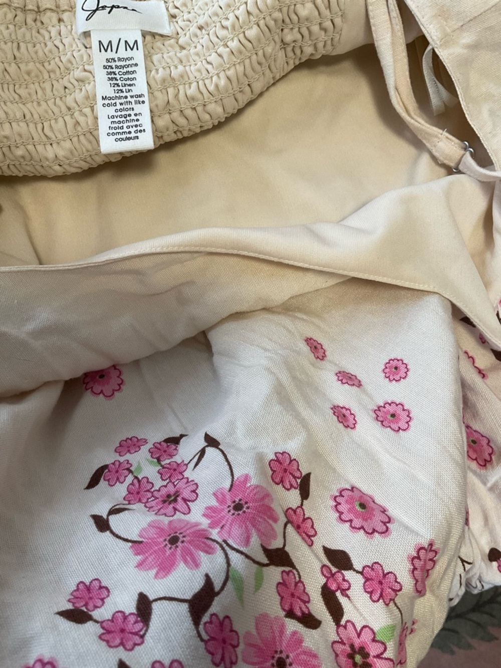 Japna Cream Maxi Dress with Pink Floral Print - Picture 6 of 8